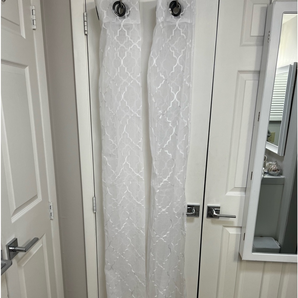 White sheer curtain set
